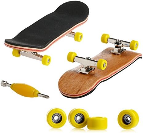MEXUD Wooden Deck Fingerboard Skateboard Sport Games Kids Gift Maple Wood New (Yellow)