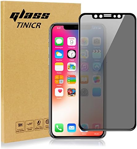 TINICR iPhone X XS Privacy Screen Protector Tempered Glass for iPhone 10 Privacy Shield Film Screen Guard Cover 0.2mm Slim Anti Spy Scratch Resistant Anti Finger Bubble Free (5.8'', Black)
