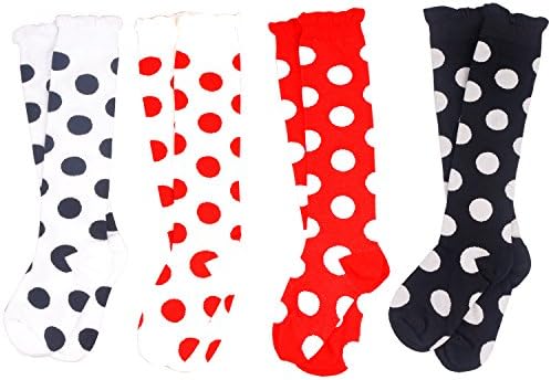 Girls Knee High Socks Cotton Cute Fashion Legging Stripe or Round Dot Dress Sock