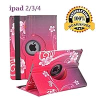 Newraturner iPad 2/3/4 Case - 360 Degree Rotating Stand Smart Case Protective Cover with Auto Wake Up/Sleep Feature for Apple iPad 4, iPad 3 & iPad 2 (Love Heart)