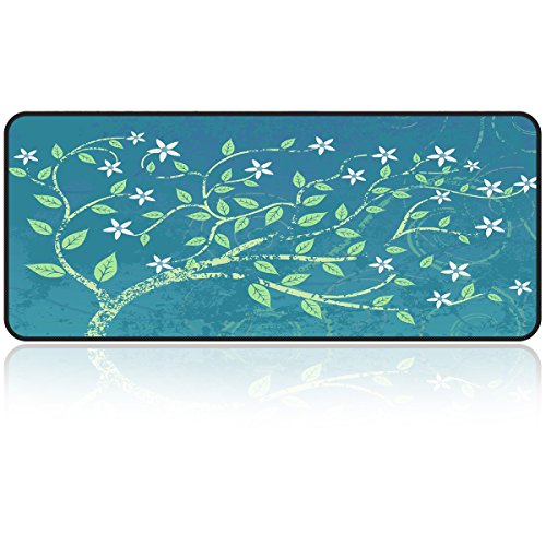 Large Gaming Mouse Pad with Edge Stitching|Extended XXL Size, Heavy|Thick, Waterproof & Foldable Mat for Desktop,Laptop,Keyboard, 31.5"x11.8"x0.15"Keyboard Pad with High Resolution by Qisan(Trees)