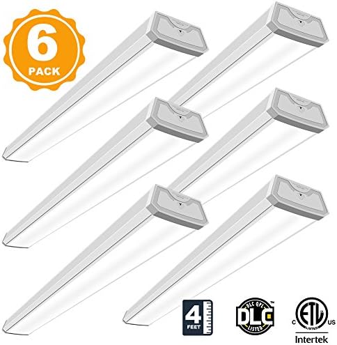 6 Pack Linkable 4000LM 40W LED Shop Lights for Garage BBOUNDER 5000K Daylight 4FT Led Wraparound Flushmount Ceiling Light Fixture for Basement Workshop Office