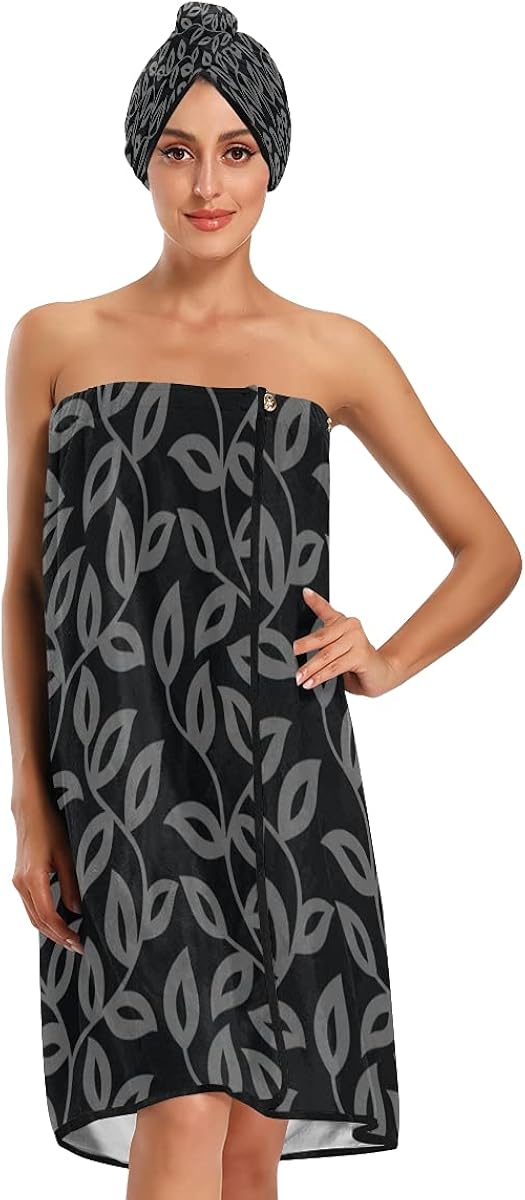 Velcro Towel Wrap For Women Beautiful Overlapping Leaves Bath Sheet