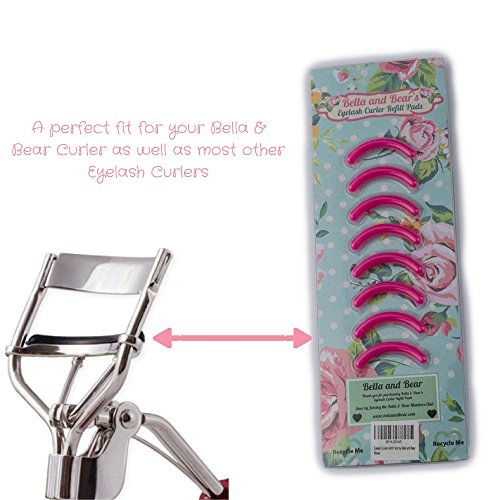 Bella and Bear Eyelash Curler Replacement Pads - Pack of 8 Individual Silicone Eyelash Curler Refill Pads