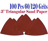 Pack 100 Sandpaper 60/120 Grits (50 Each) 3-1/8