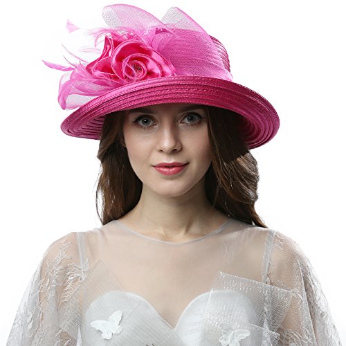 Original One Women's Cloche Bowler Hats KDC1701 for Kentucky Derby Day, Church, Wedding, Tea Party and More Formal Occasion (Fuschia) - Thumbnail 7