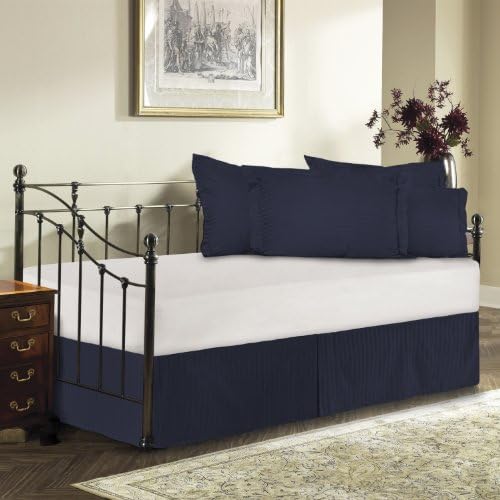 Harmony Lane Day Bed Tailored Bedskirt With 14'' Drop , Navy Sateen stripe Bedskirt ( Available in 12 Colors)