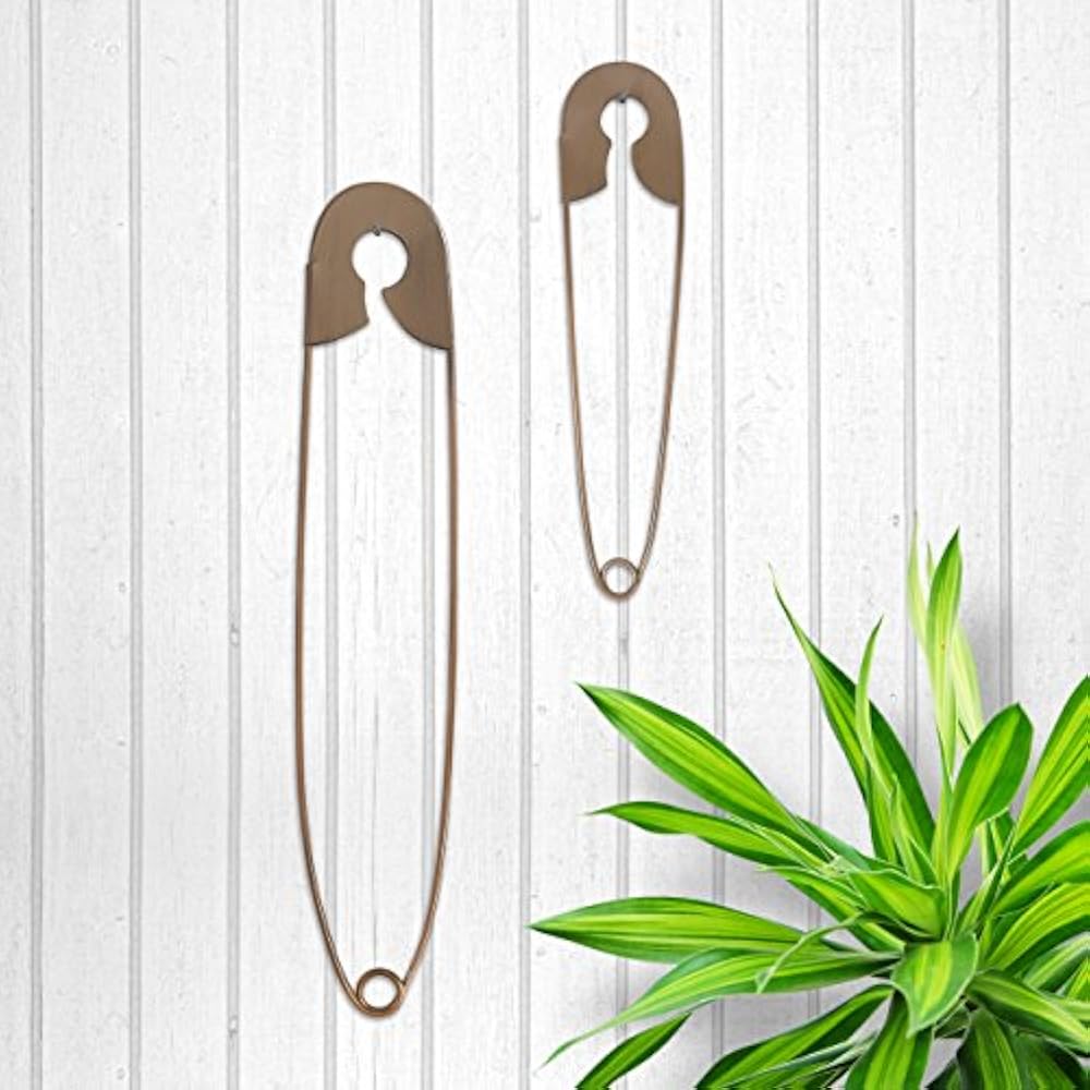 Set 2 Large Hanging Safety Pins Rustic Color Laundry Room Wall Home