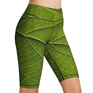 Inaayayi Hoge Taille Yoga Shorts Groen Blad Eco Textuur Creatieve Groene Blad Texturen Vrouwen Bike Shorts Tummy Control…