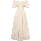 Scarlet Darkness Women Renaissance Dress Puff Sleeve Off Shoulder Fairy Milkmaid Dress