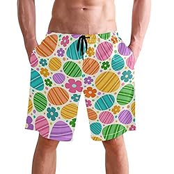 visesunny Colorful Easter Egg Print Summer Men's
