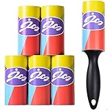 Lint Roller, Hair Roller, Pet Lint Remover, Pet Hair Roller, 6 rolls with 60 sheets, 360 Sheets total and handle, Enough Paper to Last a Lifetime