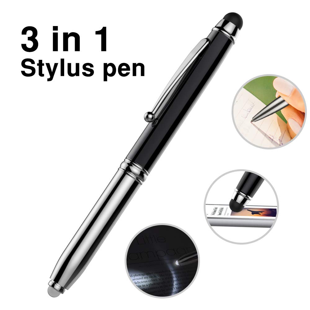 QUARKZMAN 6pcs Stylet 2 En 1 Rétractable - Stylo Bille Et Stylet Tactile Universel Noir