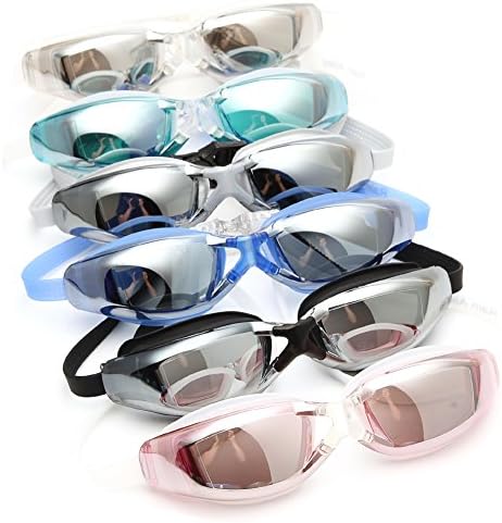 Swim Goggles. Swimming Goggles with Protective Case, Nose Clip and Ear Plugs for Men Women Youth Kids, Pro Performance Adult Swim Goggle with Anti Fog Waterproof 100% UV Protection