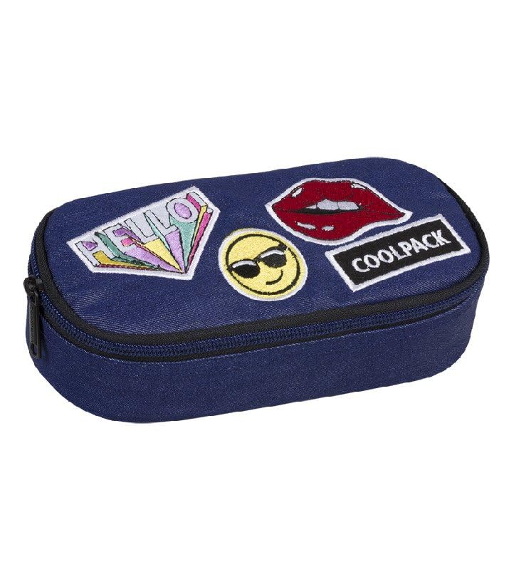 CoolPack 93798CP, Campus School Pencil Case – Badges G Denim, Multi-Coloured