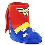 WONDER WOMAN DC COMICS Girls Plush Boot Costume Slippers w/ Attached Cape (Youth 2-3)