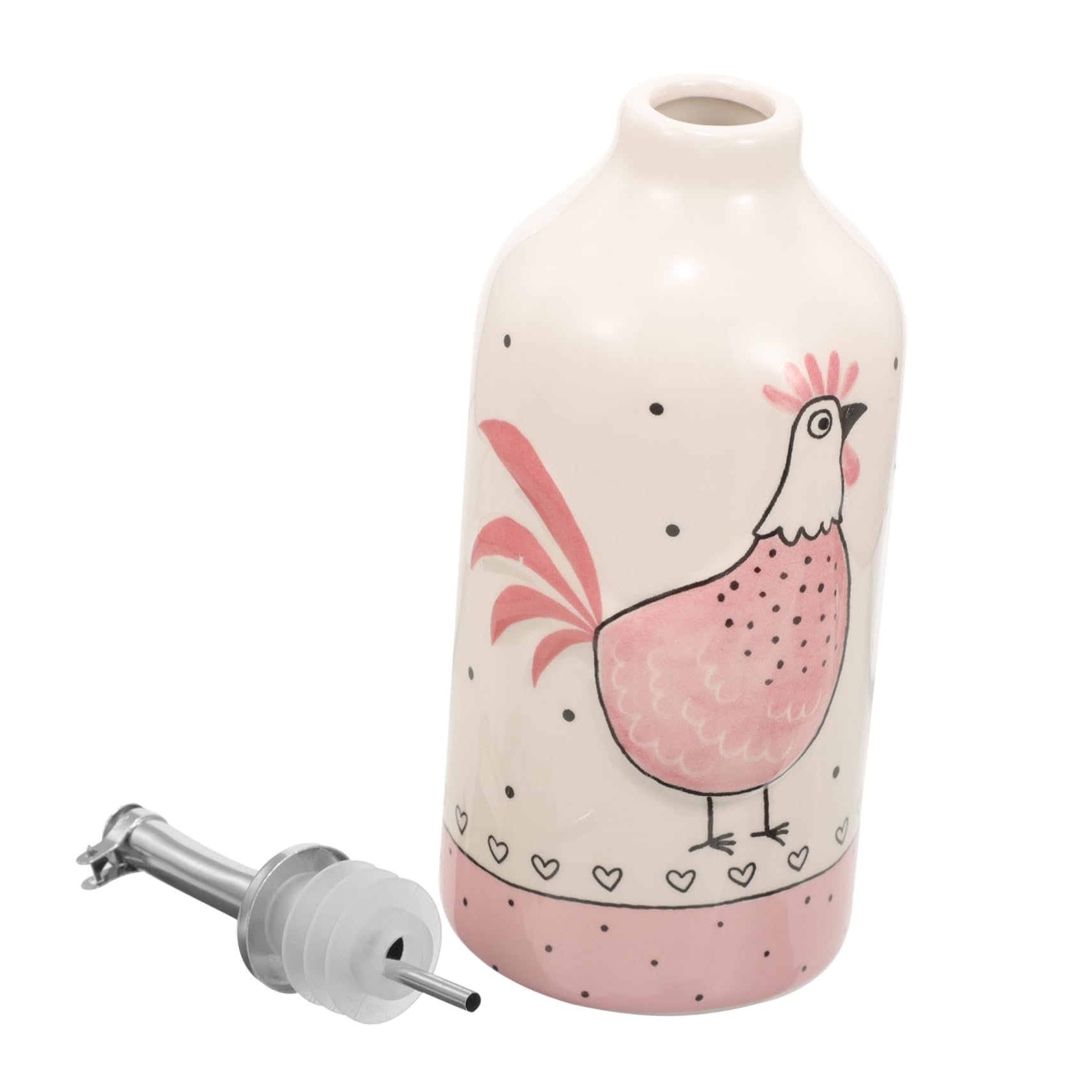 Milisten Relief Chicken Oil Bottle Ceramic Kitchen Oil Dispenser Decorative Cooking Sauce Container 2.7 Inch for Table Use and Festive Dining