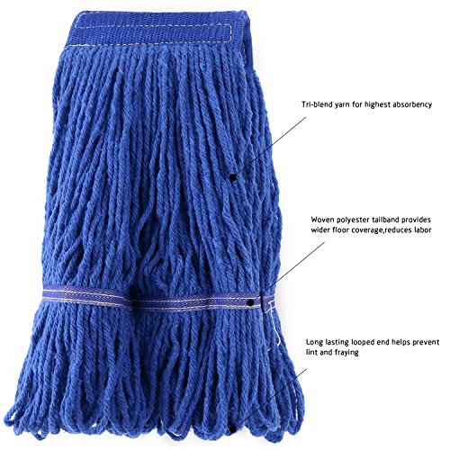 image for Bonison 16 oz Cotton Easy Wring Saddle Mop Head Refill, Heavy Duty Loo