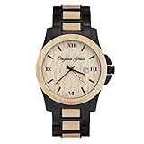 Original Grain Maplewood Men's Watch with Matte Black Steel Band