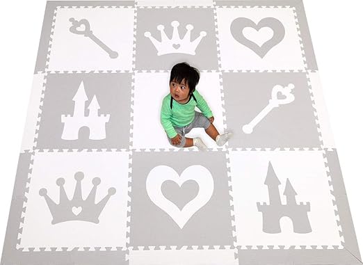 gray and white foam tiles