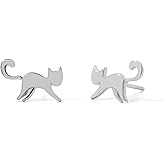 Boma Jewelry Sterling Silver Kitty Cat Stud Earrings