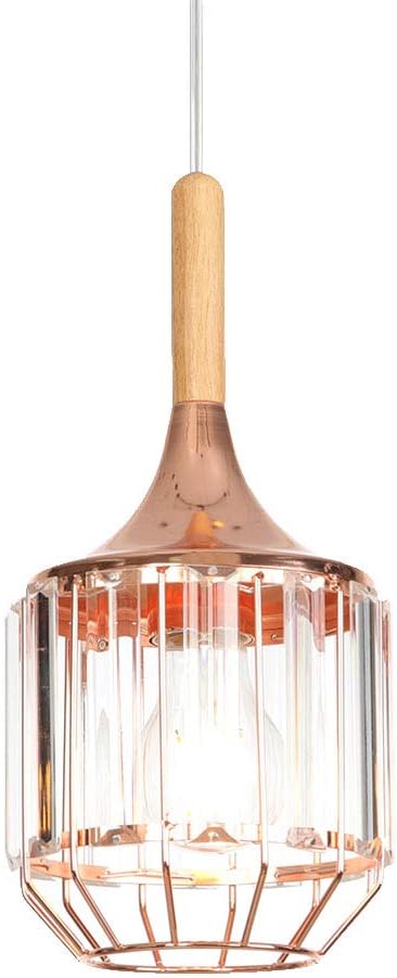Vintage Chandelier, Iron Rose Gold Living Room Pendant Lights Single Head Adjustable Bedroom Kitchen Hall Crystal Ceiling Light E27 80-240v