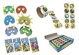 M & M Products Online Dinosaur Party Supplies - Birthday Party Favor Set Featuring 24 Foam Dinosaur Masks, 24 Dinosaur Stampers, 12 Dinosaur Notebooks, and 100 Dinosaur Stickers - By