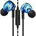 Dland in-Ear Sports Earphone Sweat-Proof, Metal Audiophile Level Wired Noise-isolating 3.5mm Plug Earbuds Headphone Earphone with Mic for Running/Exercising(Blue)