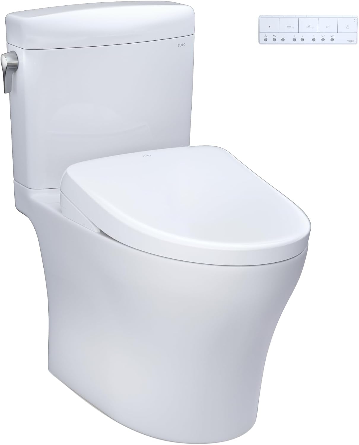 Photo 1 of **Missing pieces**TOTO® WASHLET®+ Aquia IV® Cube Two-Piece Elongated Dual Flush 1.28 and 0.9 GPF Toilet with S7A Contemporary Bidet Seat, Cotton White - MW4364736CEMFGN#01