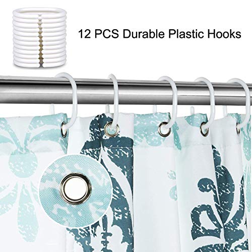 Yougai Shower Curtain for Bathroom with 12 Hooks, Polyester Fabric