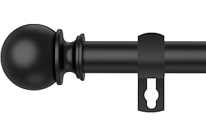 Poskena Curtain Rods for Windows 66 to 120” - 5.5 to 10 Feet - Black - Stainless Steel - Smooth Finish