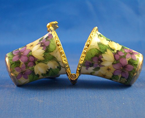 Porcelain China Thimble Needle Case -- Spring Flowers