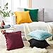 Top Finel Decorative Throw Pillow Covers with Pom Poms Soft Particles Velvet Solid Cushion Covers 18 X 18 for Couch Bedroom Car, Pack of 2, Teal