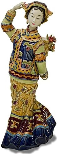 China Furniture Online Chinese Porcelain Doll, Autumn Harvest Maiden Orange and Yellow