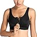 SYROKAN Women's Zip Front High Impact Wireless Racerback High Support Zipper in Front Sports Bra Black 40D