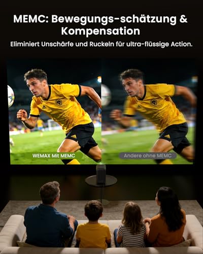 WEMAX Smart Projector with Google TV & Netflix Licensed, 500 ISO Lumens, 1080P (4K), 8-Point Auto Keystone & Auto Focus, Dustproof, Dolby Audio, Portable Projector for Football Evenings, Gaming