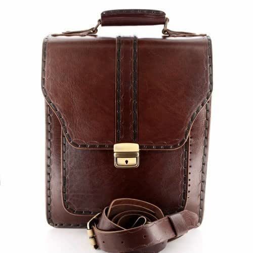 vertical leather laptop bag