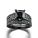 FENDINA Womens Vintage Luxurious Black Gold Plated Wedding Engagement Rings Nano Cubic Zirconia Anniversary Promise Rings Set, Size 10