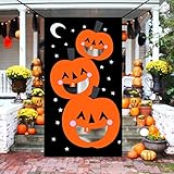 KOMIWOO Pumpkin Bean Bag Toss Games with 3 Bean Bags, Kids Halloween Party Games Halloween Decorations