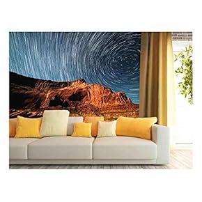 Starry Night Sky Above The Mountain in The Wild West - Removable Wall Mural | Self-Adhesive Large Wallpaper - 66x96 inches