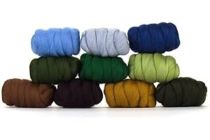 Revolution Fibers | Mixed Merino Wool Variety Pack - Countryside Drive | Perfect Wool Roving for Spinning, Rolags, Needle Felting, Wet Felting, Tapestry, Weaving and Crafting (Multicolored)