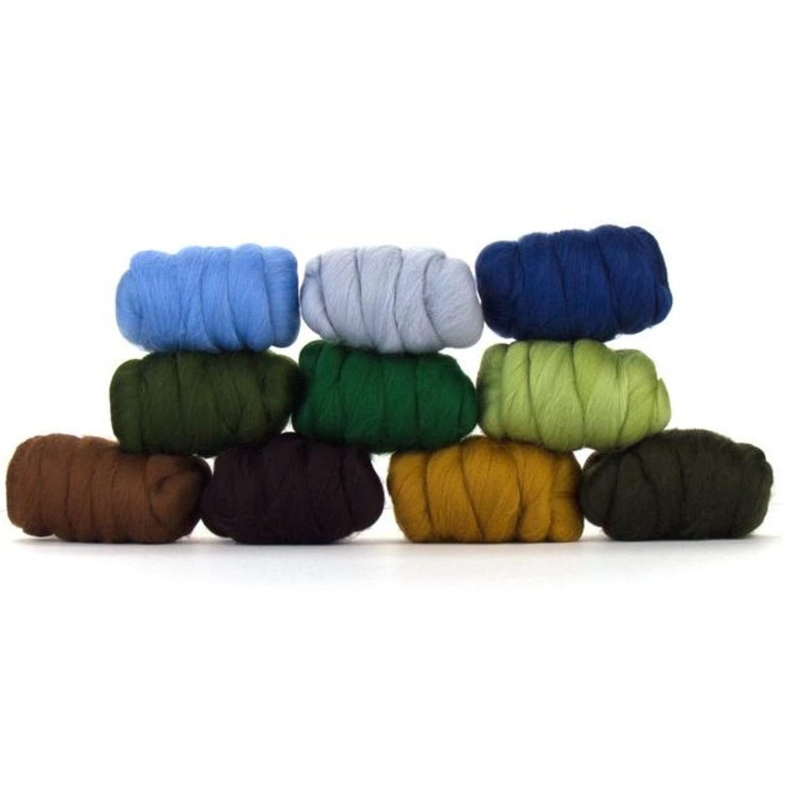 Revolution Fibers | Mixed Merino Wool Variety Pack - Countryside Drive | Perfect Wool Roving for Spinning, Rolags, Needle Felting, Wet Felting, Tapestry, Weaving and Crafting (Multicolored)