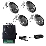 Visionis FPC-5229 4 Mini 315mhz Wireless Fixed Code Remote with One Channel RF Receiver and Power Supply Kit