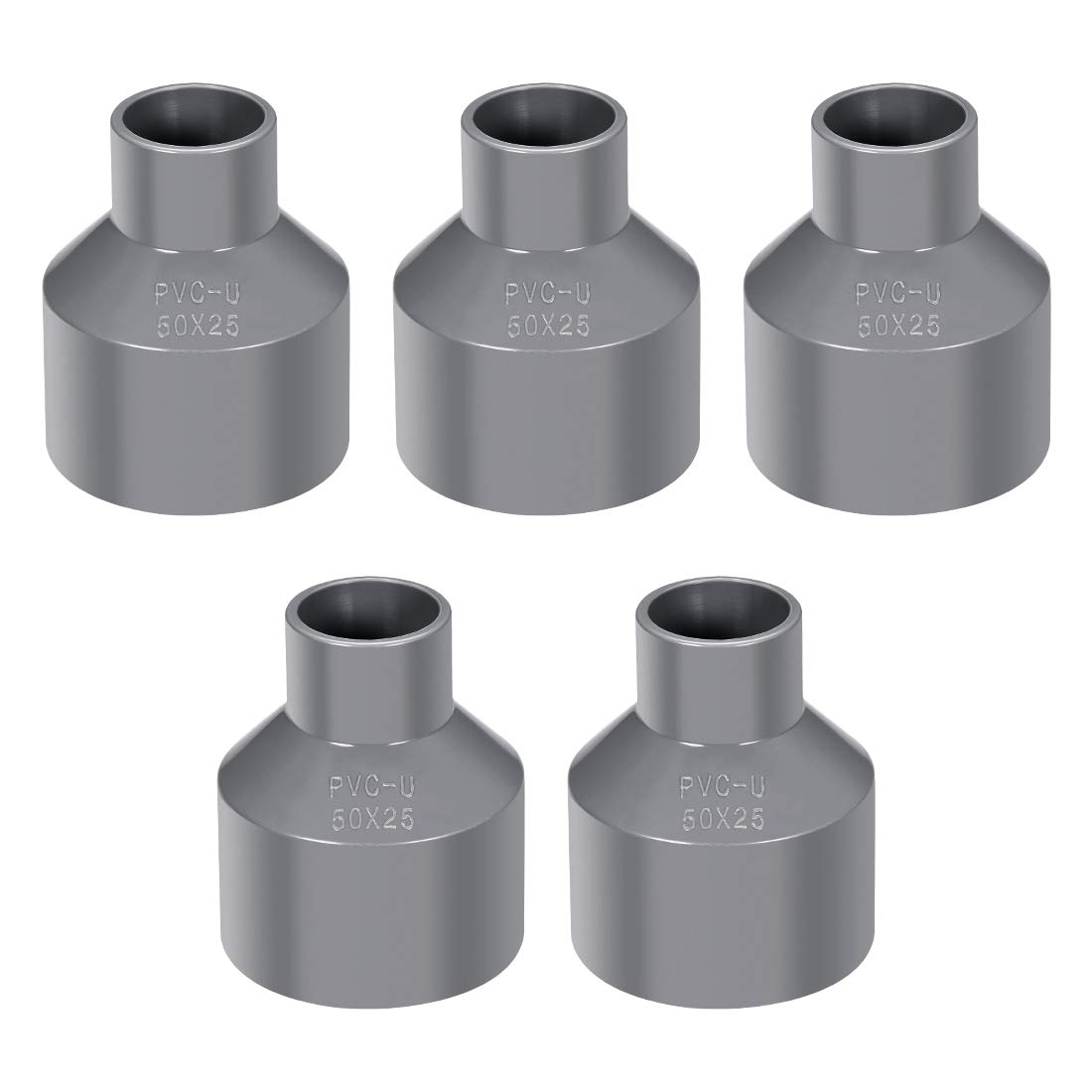 sourcing map PVC DWV Reducing Coupling Schedule 40 Gray 25mm x 50mm Socket 5Pcs