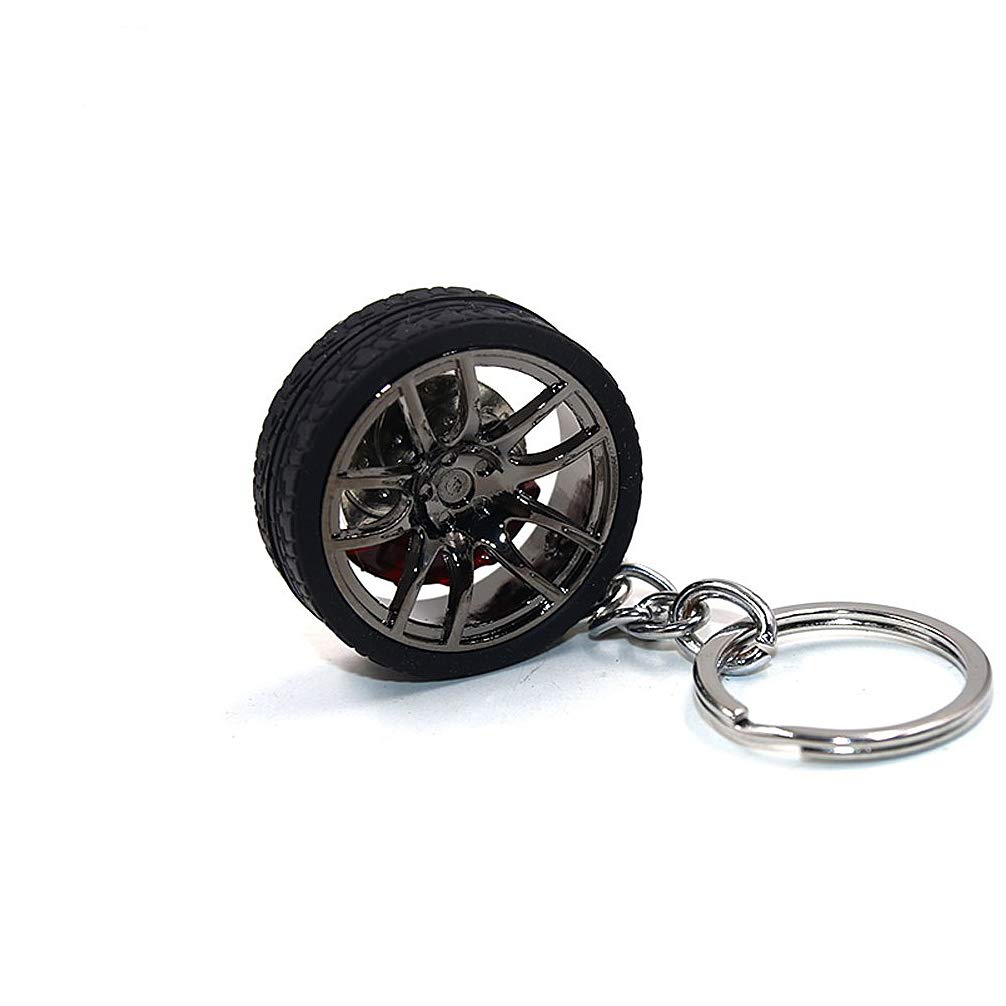 LivelyBuy Car Rim Wheel Keychain Tire with Brake Discs Keyring Miniature Fashion Decoration Pendant Accessary Souvenir Gift