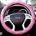 Aumo-mate 38CM Car Steering Wheel Cover Auto Truck Skidproof Soft PU Leather, 15-Inch, Pink Rhinestone