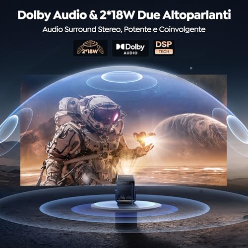 4K Projector 【1400 ANSI/Vidaa System】Dolby Audio Projector Auto Focus and Keystone Video Projector Bluetooth 5.4 Two-way Projector with AirPlay TOPTRO A2 TV Projectors for HDMI/Home Cinema/Outdoor