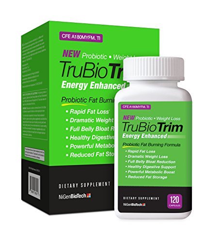 NiGenBioTech Trubio Trim Energy Enhanced Probiotic Fat Burning Formula, 120 Count by NiGen BioTech