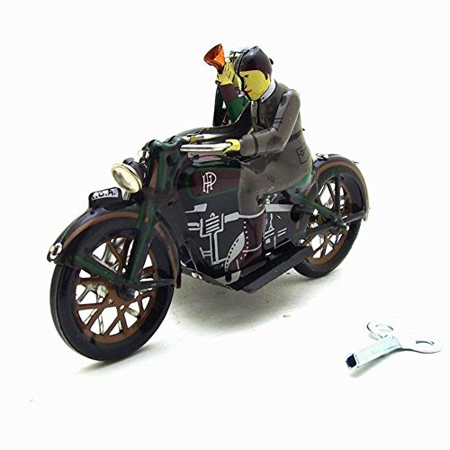 Qiyun Tin Toys Children Retro Wind Up Motor Tricycle Toys Creative Tin Toys Home Decoration