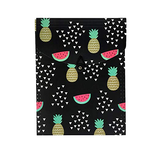 Vertical Expandable File Folder, Expanding File Folder Cute Accordion Folder 7 Pocket Expanding File with Tabs and Report Covers (Black)
